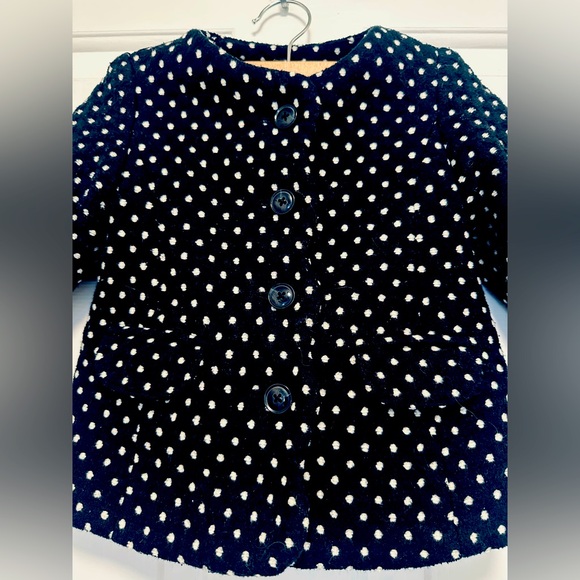 Cat & Jack Girls 18 month Black and White Polka Dot Pea Coat - Picture 2 of 6